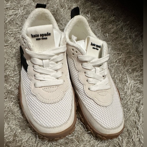 Kate Spade Cream and Black Mesh Sneakers - Picture 3 of 6